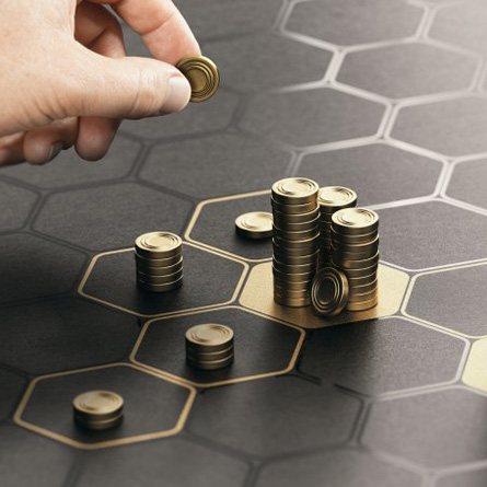 Coins arranged on hexagonal grid
