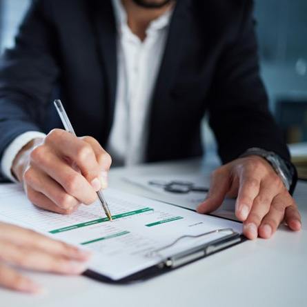 People go over paperwork