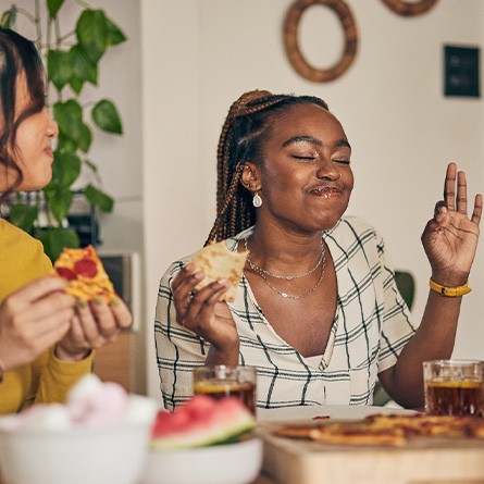 Group of friends enjoying meal together