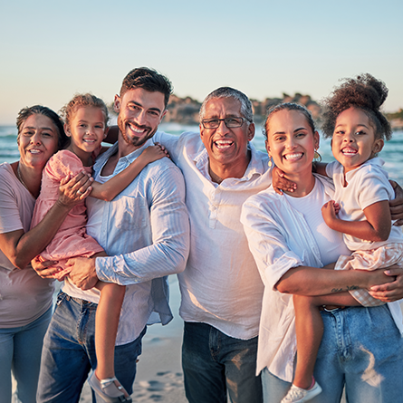 Family Smiling on Beach